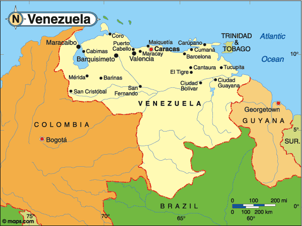 Map Of Venezuela And Surrounding Countries