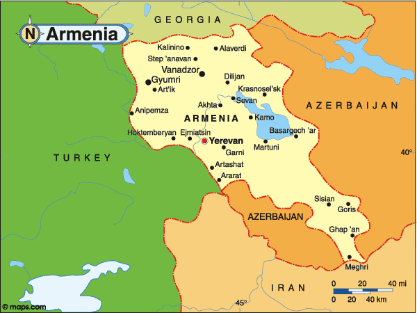 Editable map Gyumri Armenia