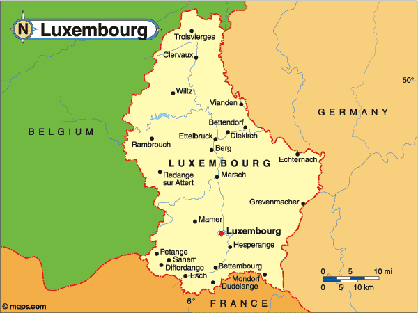 Map Of Luxembourg And Surrounding Countries Countrywatch - Country Review United States